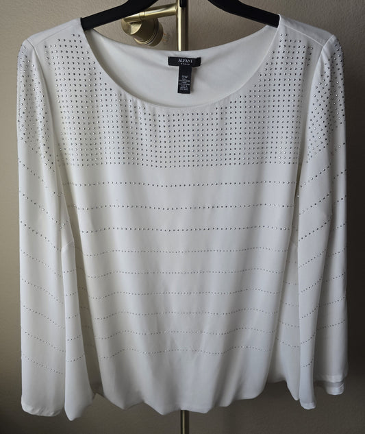 Pre-loved Alfani Cream Blouse (Size 18W) - Studded Detail