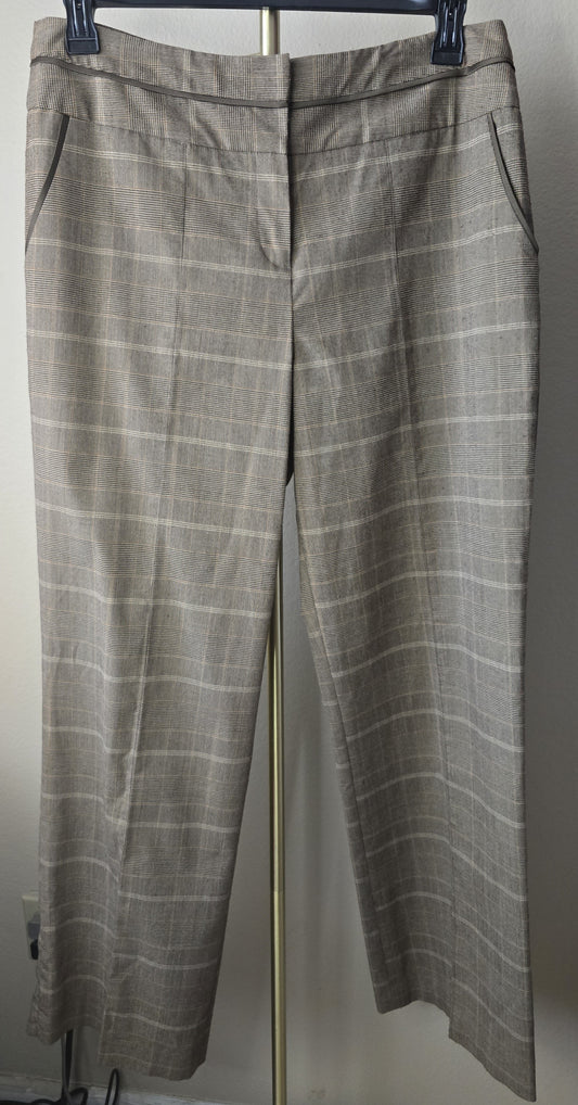 Pre-loved Larry Levine Brown Plaid Stretch Trousers (Size 14)