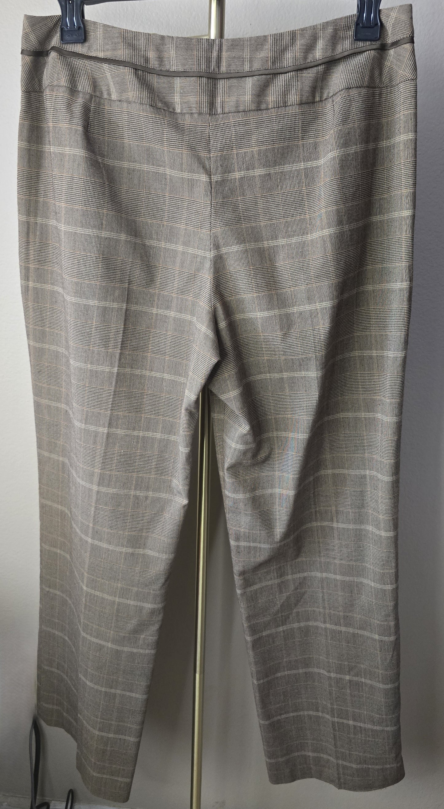 Pre-loved Larry Levine Brown Plaid Stretch Trousers (Size 14)
