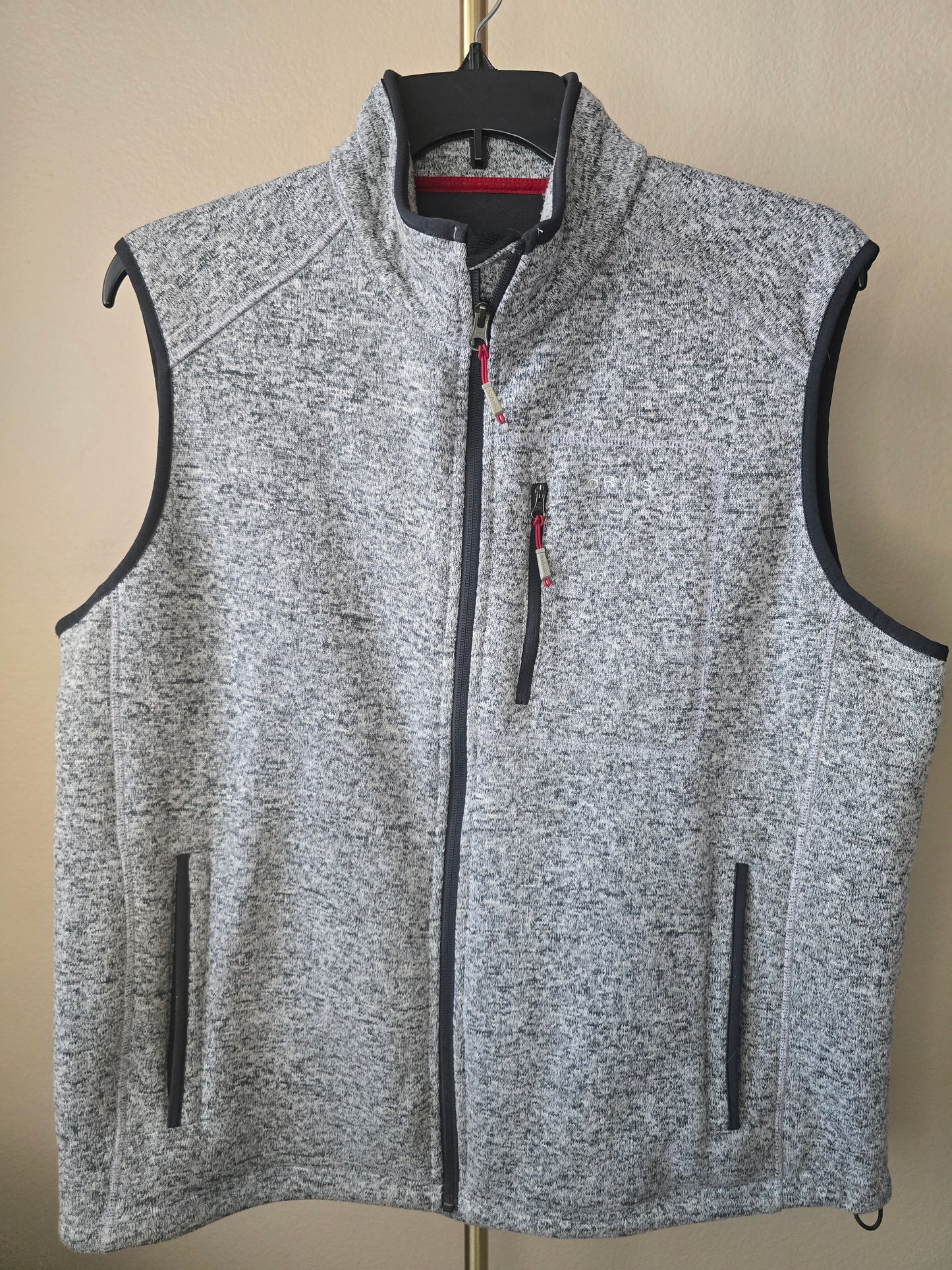 Pre-loved Orvis Men's/Unisex Grey Fleece Vest (XL/EG) - Fly Fishing Logo