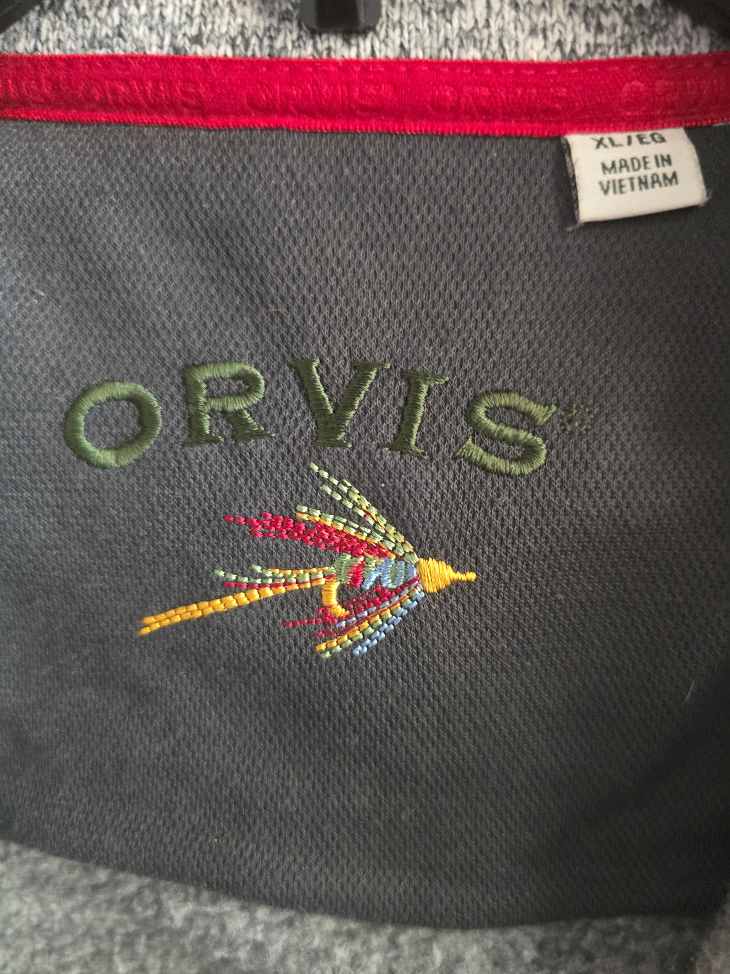 Pre-loved Orvis Men's/Unisex Grey Fleece Vest (XL/EG) - Fly Fishing Logo