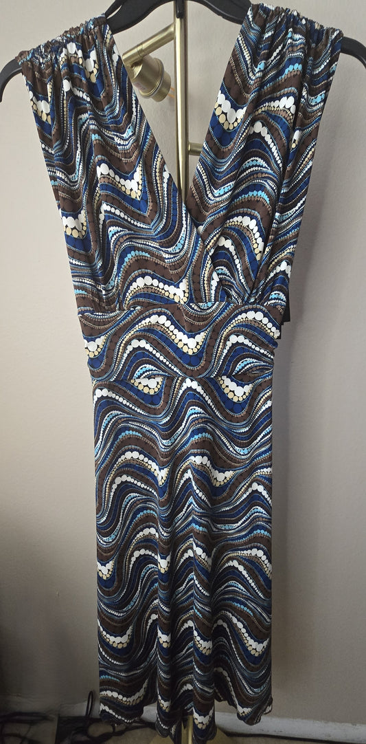 Pre-loved Traces by Tracy Evans Abstract Swirl Dress (Size 14) - Polyester Blend