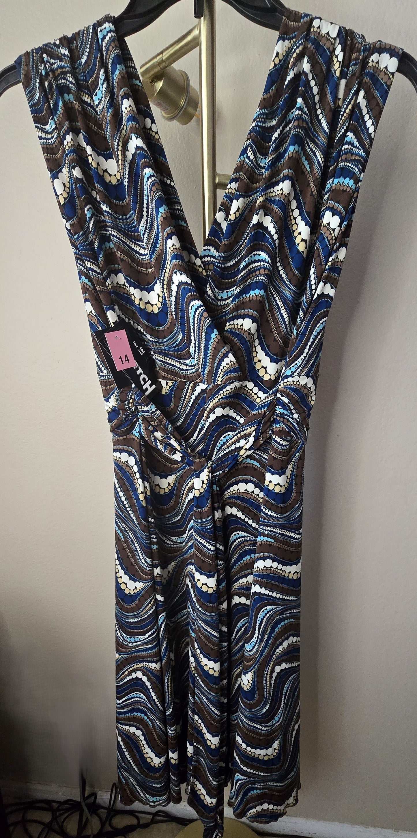 Pre-loved Traces by Tracy Evans Abstract Swirl Dress (Size 14) - Polyester Blend