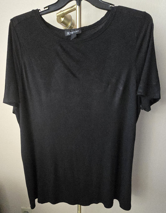 Pre-loved INC International Concepts Black T-Shirt (Size 2X) - Rayon Blend