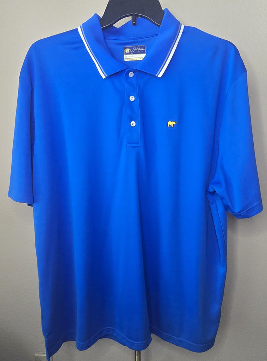 Pre-loved Jack Nicklaus Blue Patterned Polo Shirt (Size XXL} - 100% Cotton