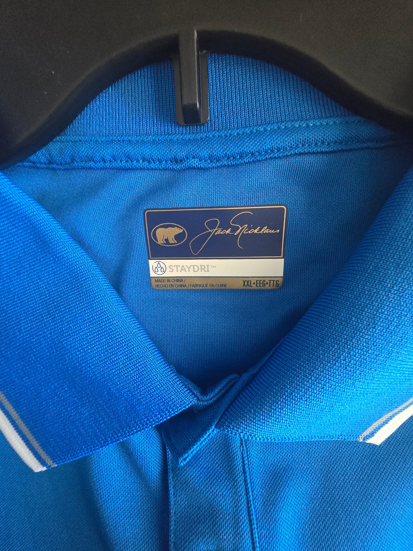 Pre-loved Jack Nicklaus Blue Patterned Polo Shirt (Size XXL} - 100% Cotton