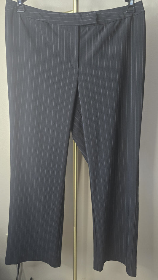 Pre-loved Lane Bryant Women's Black Pinstripe Bootcut Dress Pants - Size 16