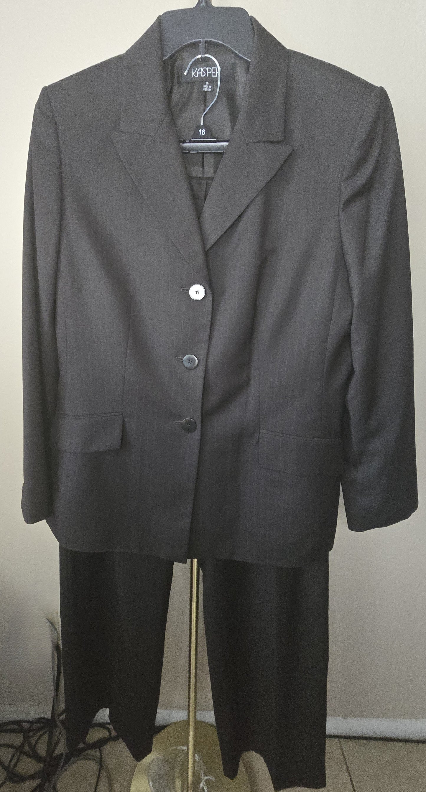 Kasper Women's Brown Suit Set 14 - Blazer Jacket & Dress Pants - Professional Workwear