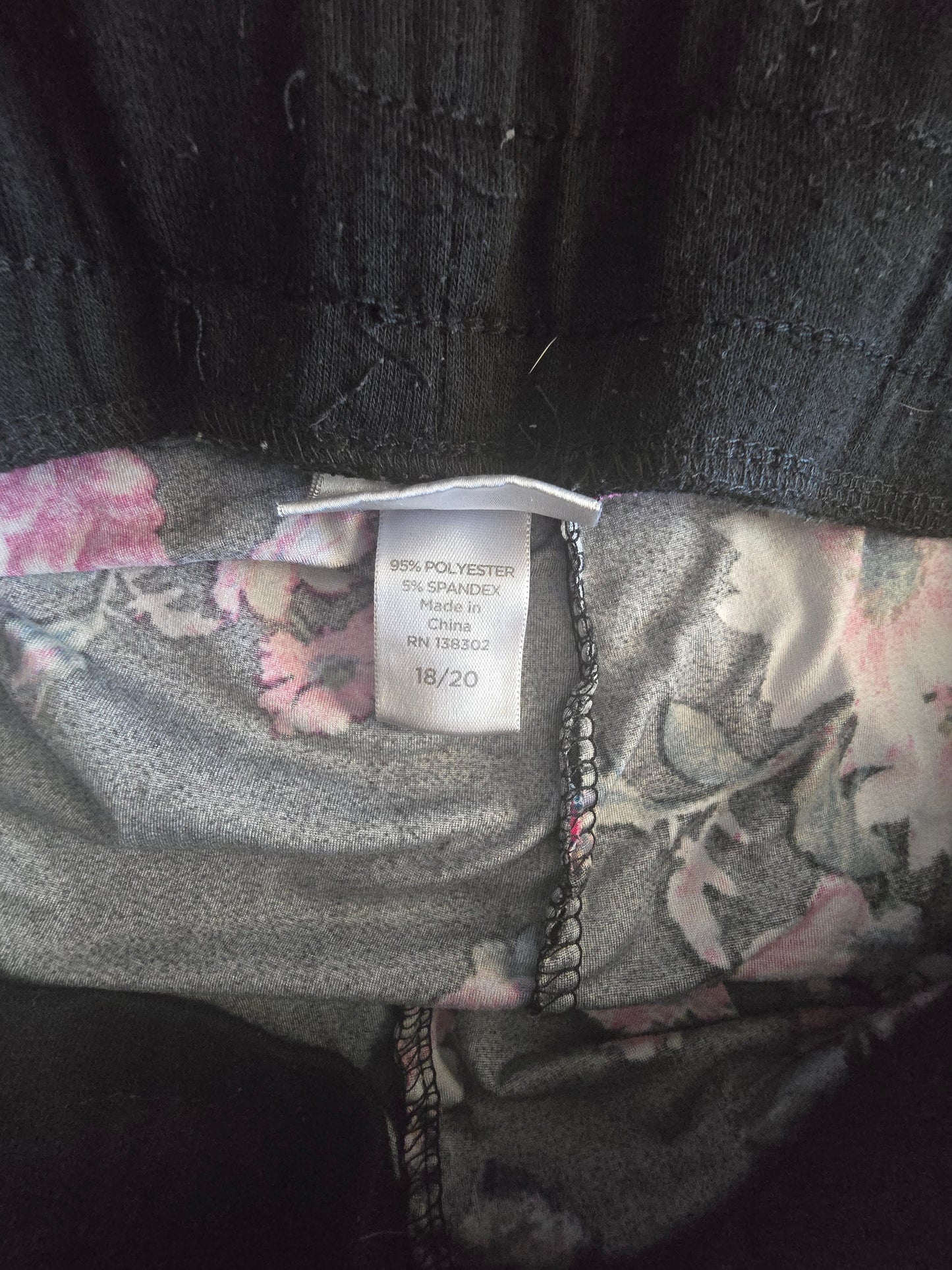 Pre-loved Black Floral Joggers - Pink & Blue Flowers - Size 18/20 Plus Size