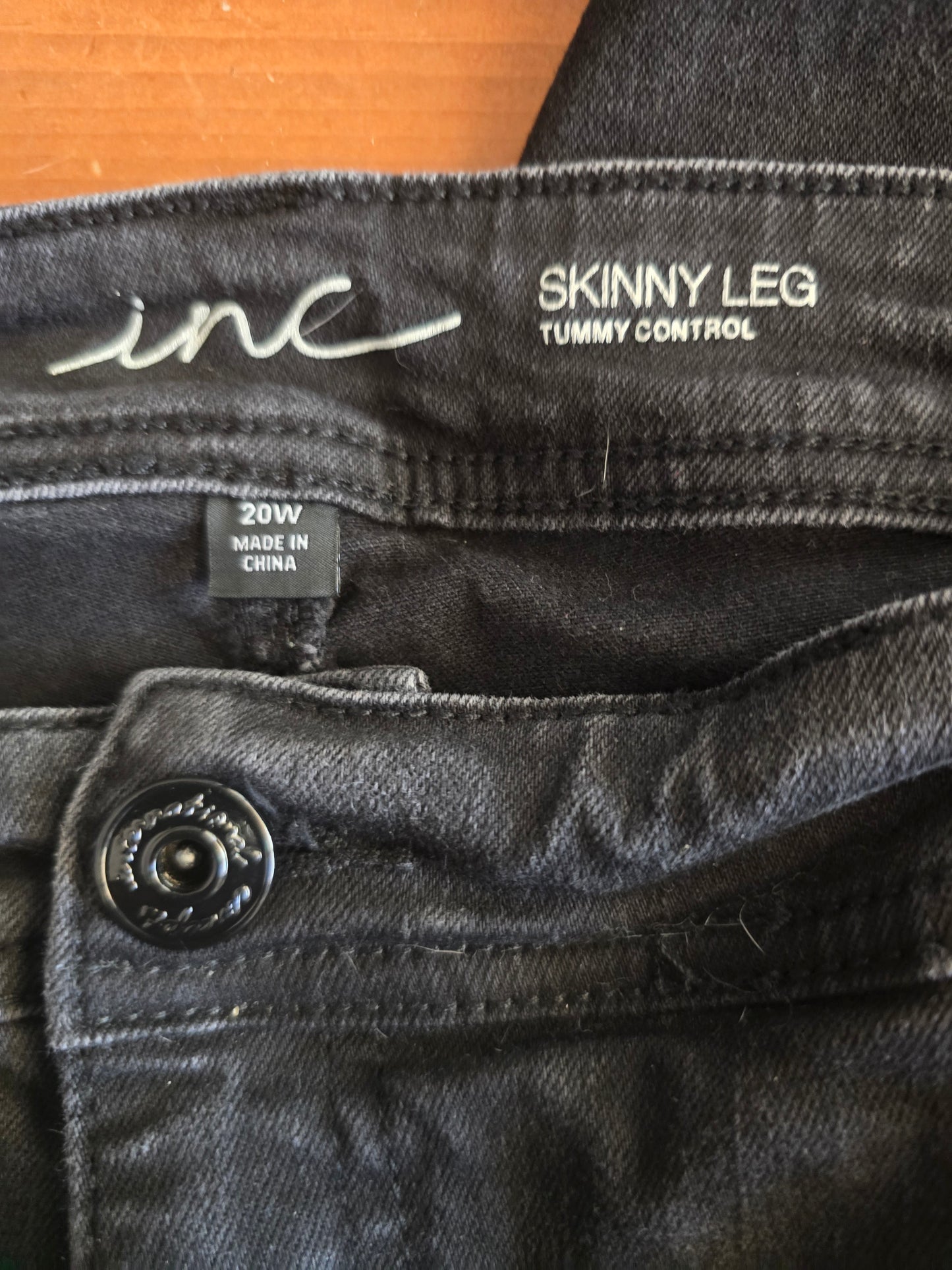 INC International Concepts Women's Black Embellished Skinny Leg Jeans - Tummy Control - Size 20W