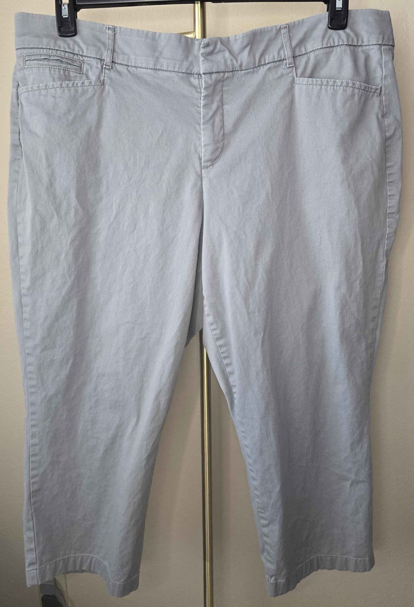 JM Collection Woman Women's Grey Capri Pants - Plus Size 20W - Stretch Cotton Blend