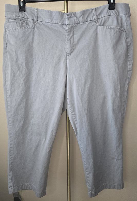 JM Collection Woman Women's Grey Capri Pants - Plus Size 20W - Stretch Cotton Blend