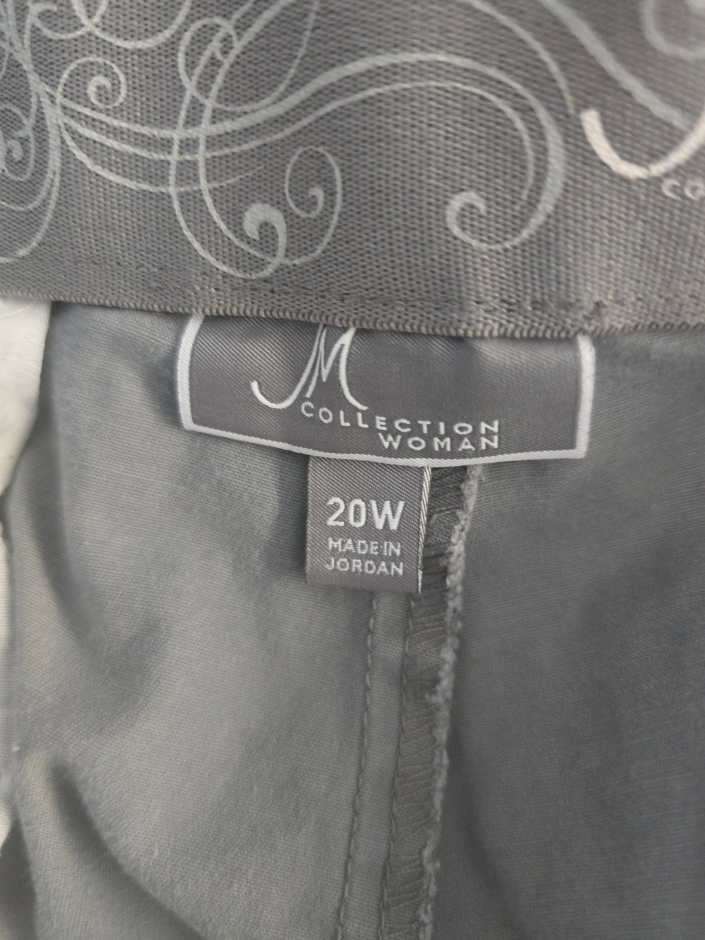 JM Collection Woman Women's Grey Capri Pants - Plus Size 20W - Stretch Cotton Blend