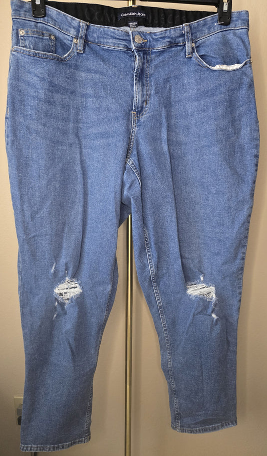 Calvin Klein Jeans Women's Plus Size Distressed Denim - Light Wash - Size 16W