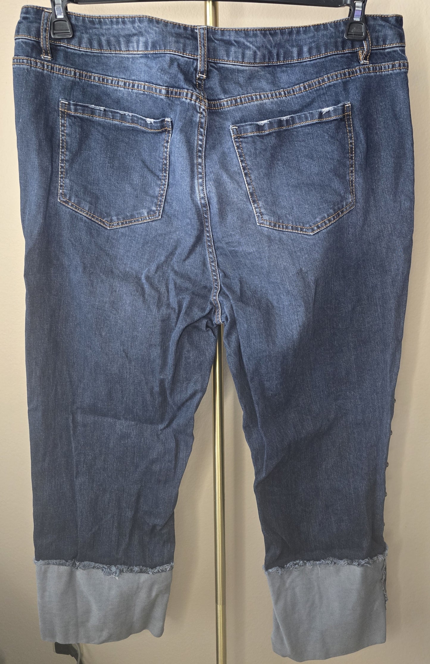 Rachel Roy Women's Plus Size Denim Jeans - Studded Sides & Cuffed Hem - Size 18W