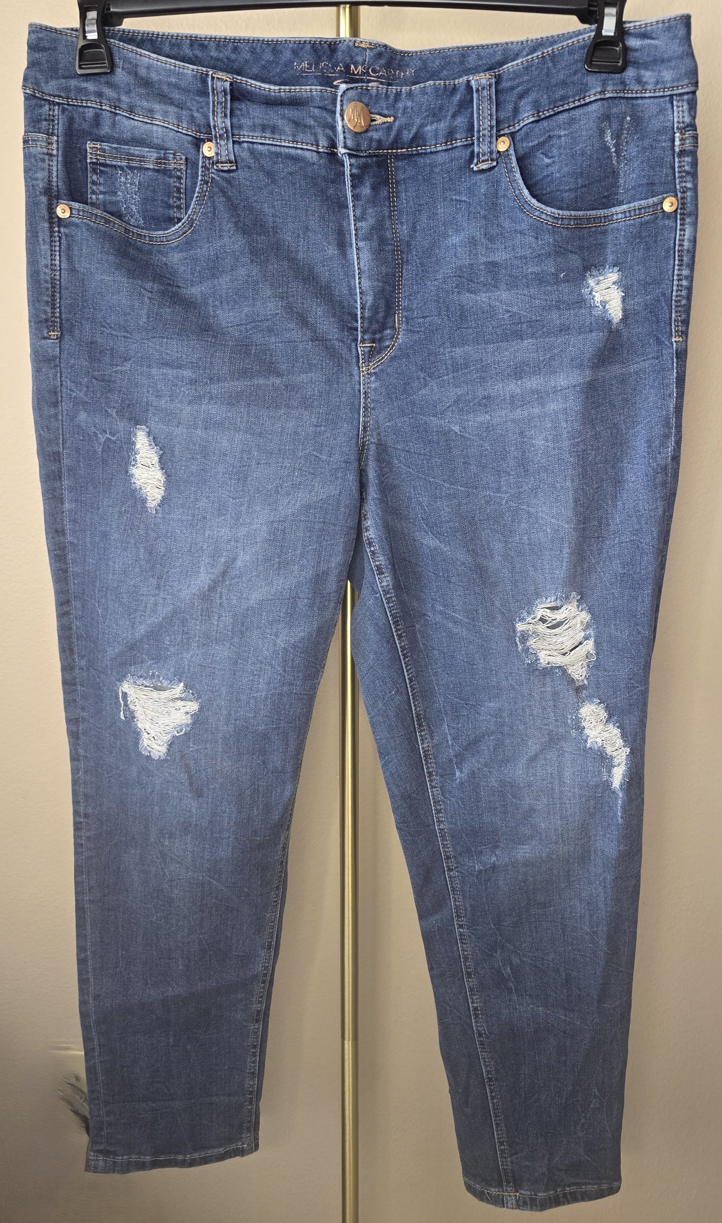 Melissa McCarthy Seven7 Women's Distressed Jeans - Light Wash - Size 18W