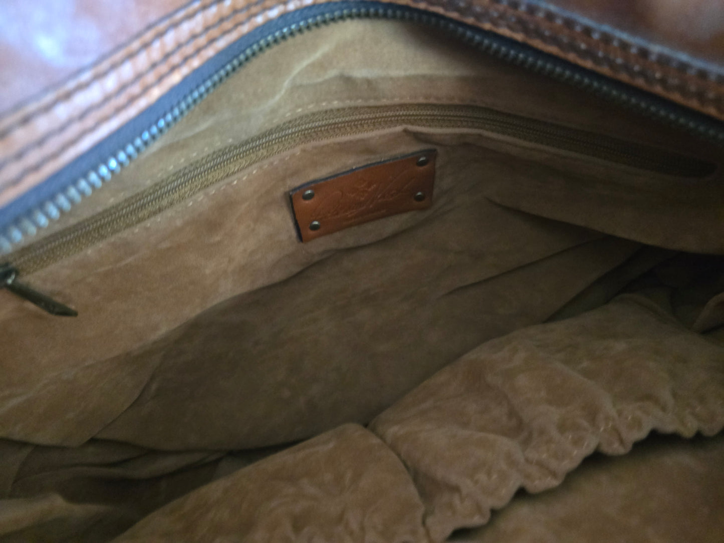 Patricia Nash Patchwork Leather Hobo Shoulder Bag Handbag Tan Brown