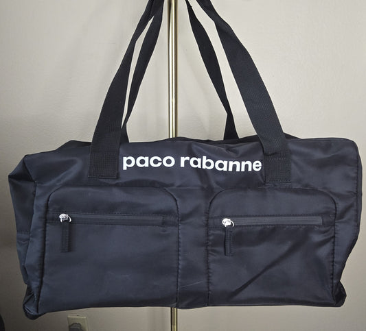 Paco Rabanne Black Nylon Duffle Bag Gym Travel Tote