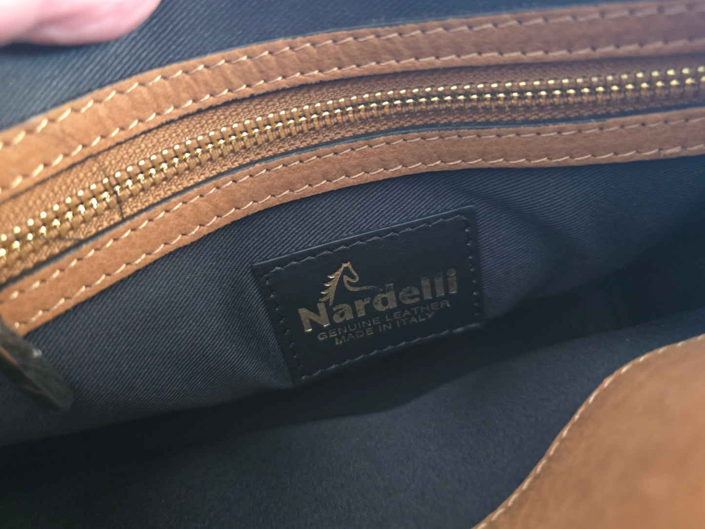 New Nardelli Made in Italy Leopard Print & Tan Leather Crossbody Satchel Bag