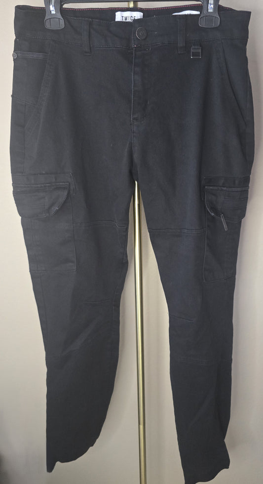 Modern Utility: Pre-Loved Twice Slim Fit Black Cargo Pants (Men's Size 32)