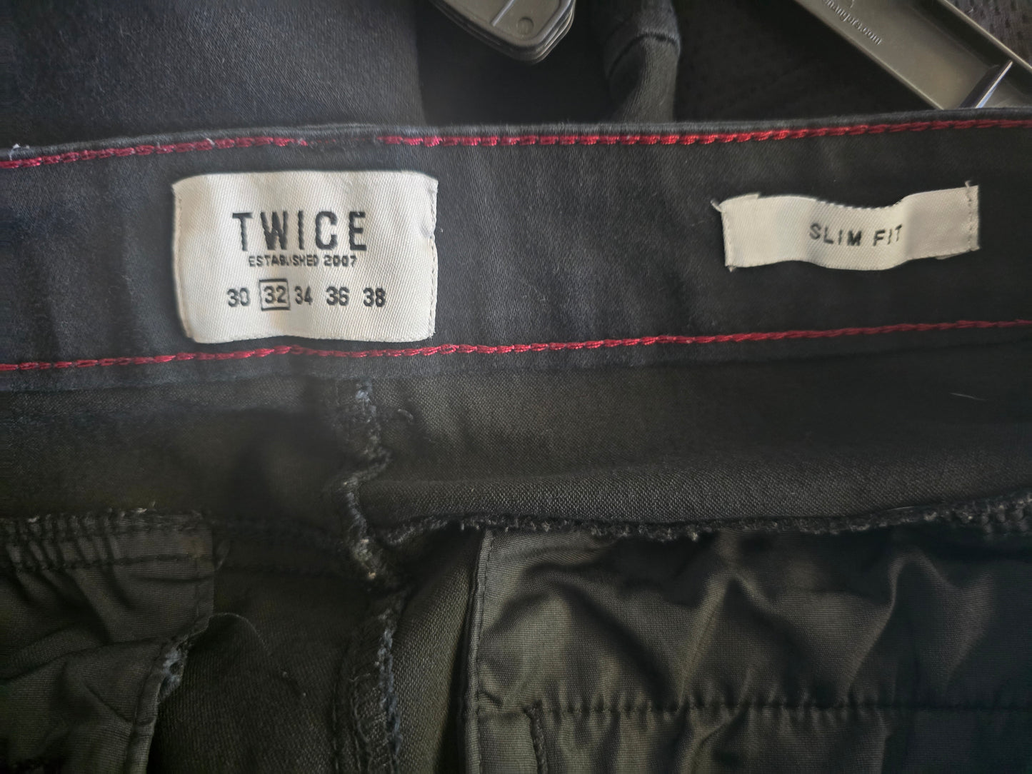 Modern Utility: Pre-Loved Twice Slim Fit Black Cargo Pants (Men's Size 32)