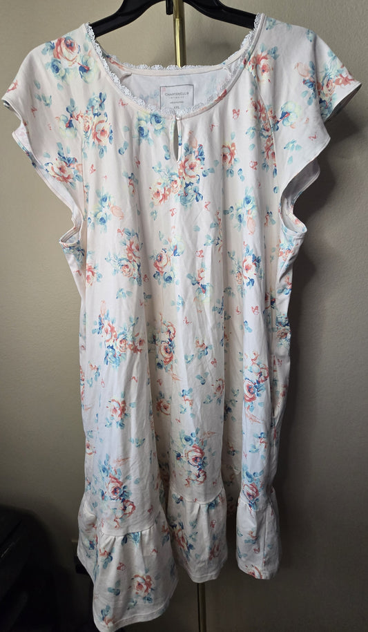 Charming & Cozy: Pre-Loved Charter Club Intimates Floral Nightgown with Pockets (Women's XXL)