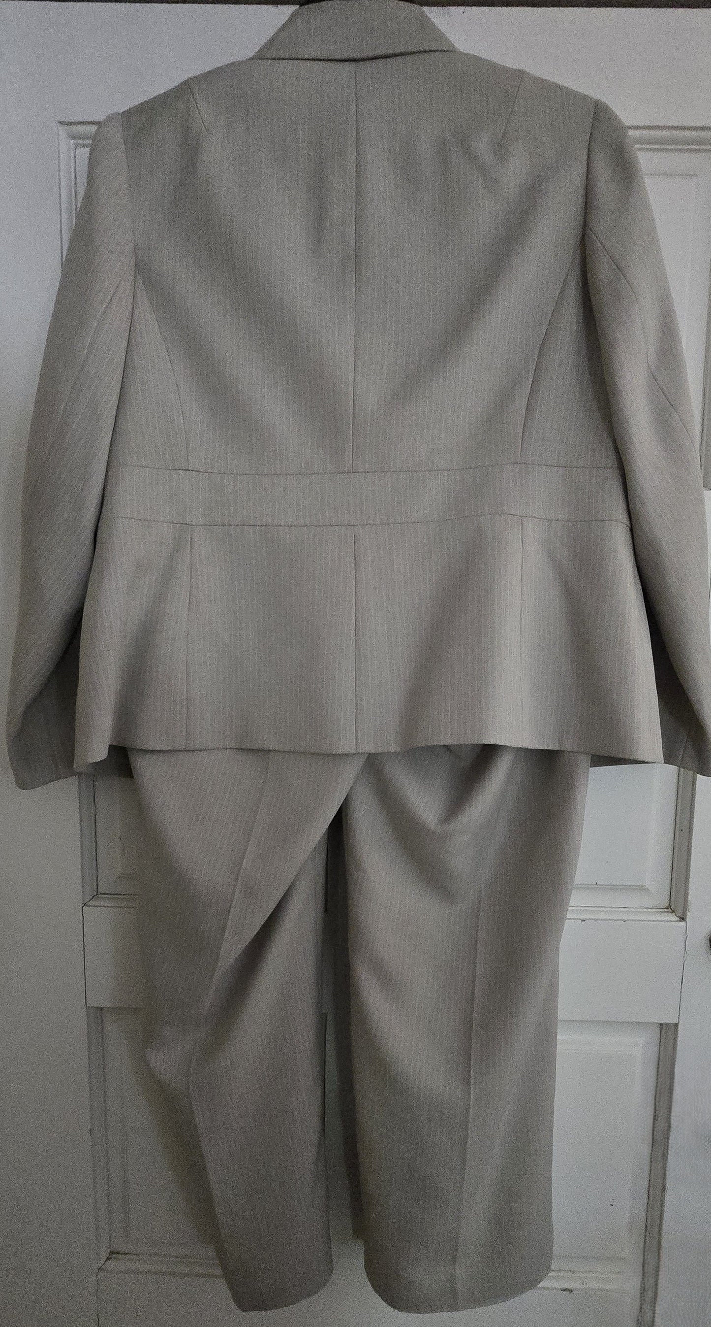 Professional Polish: Pre-Loved Le Suit Beige & White Striped Pant Suit (Women's 16W)