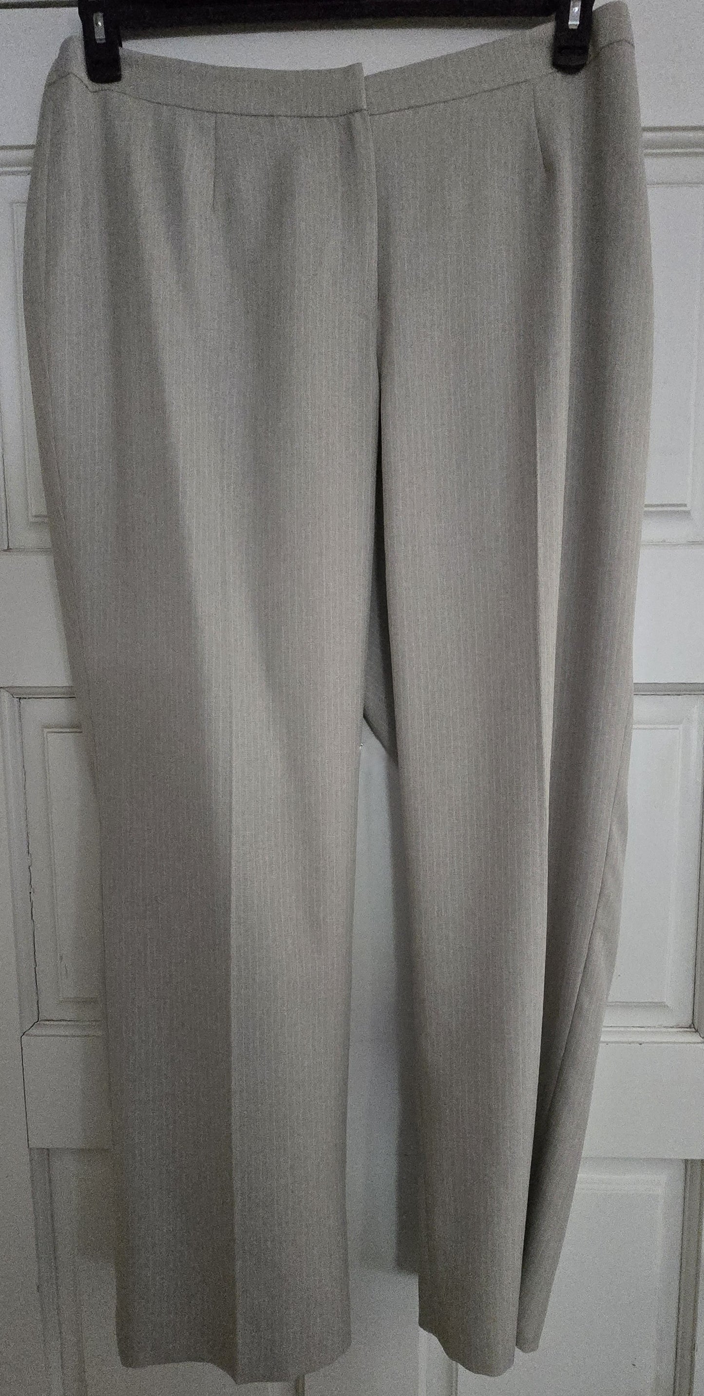 Professional Polish: Pre-Loved Le Suit Beige & White Striped Pant Suit (Women's 16W)