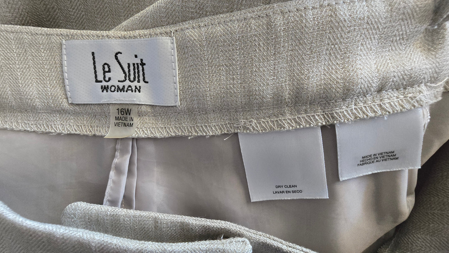 Professional Polish: Pre-Loved Le Suit Beige & White Striped Pant Suit (Women's 16W)