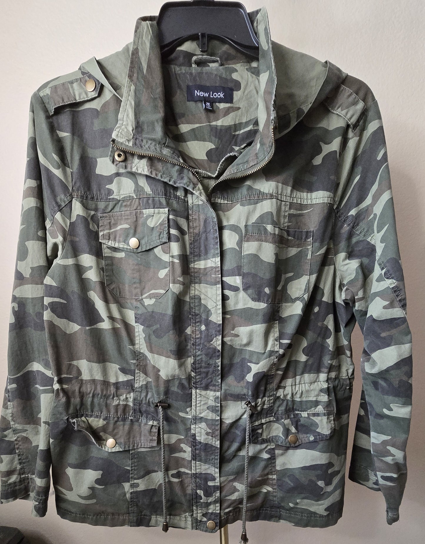 Street Style Staple: Pre-Loved Camouflage Jacket with Patches (Women's 2X)
