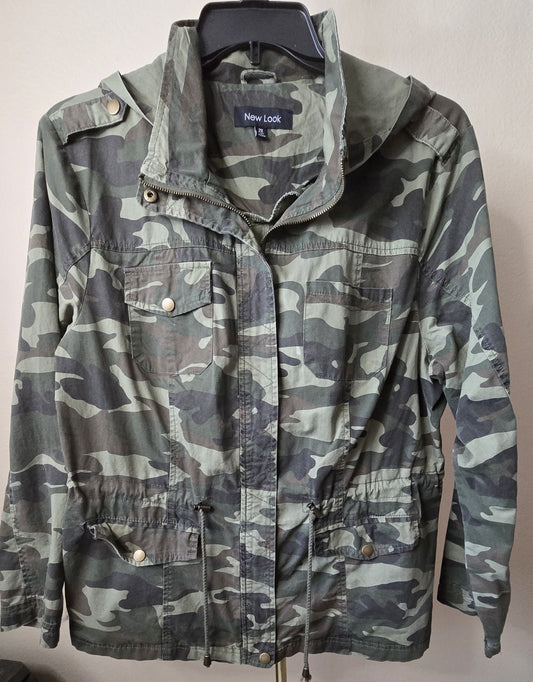 Street Style Staple: Pre-Loved Camouflage Jacket with Patches (Women's 2X)