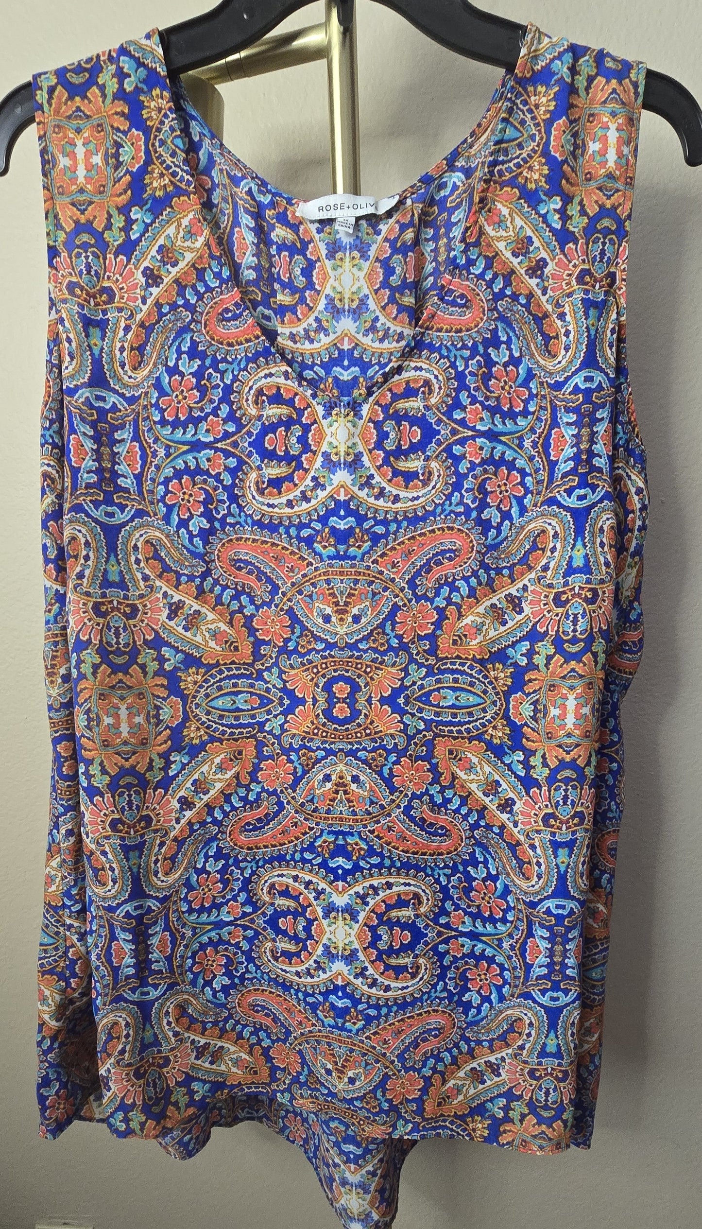 Boho Chic: Pre-Loved Olive & Rose Rust Orange Sleeveless Top size 1X