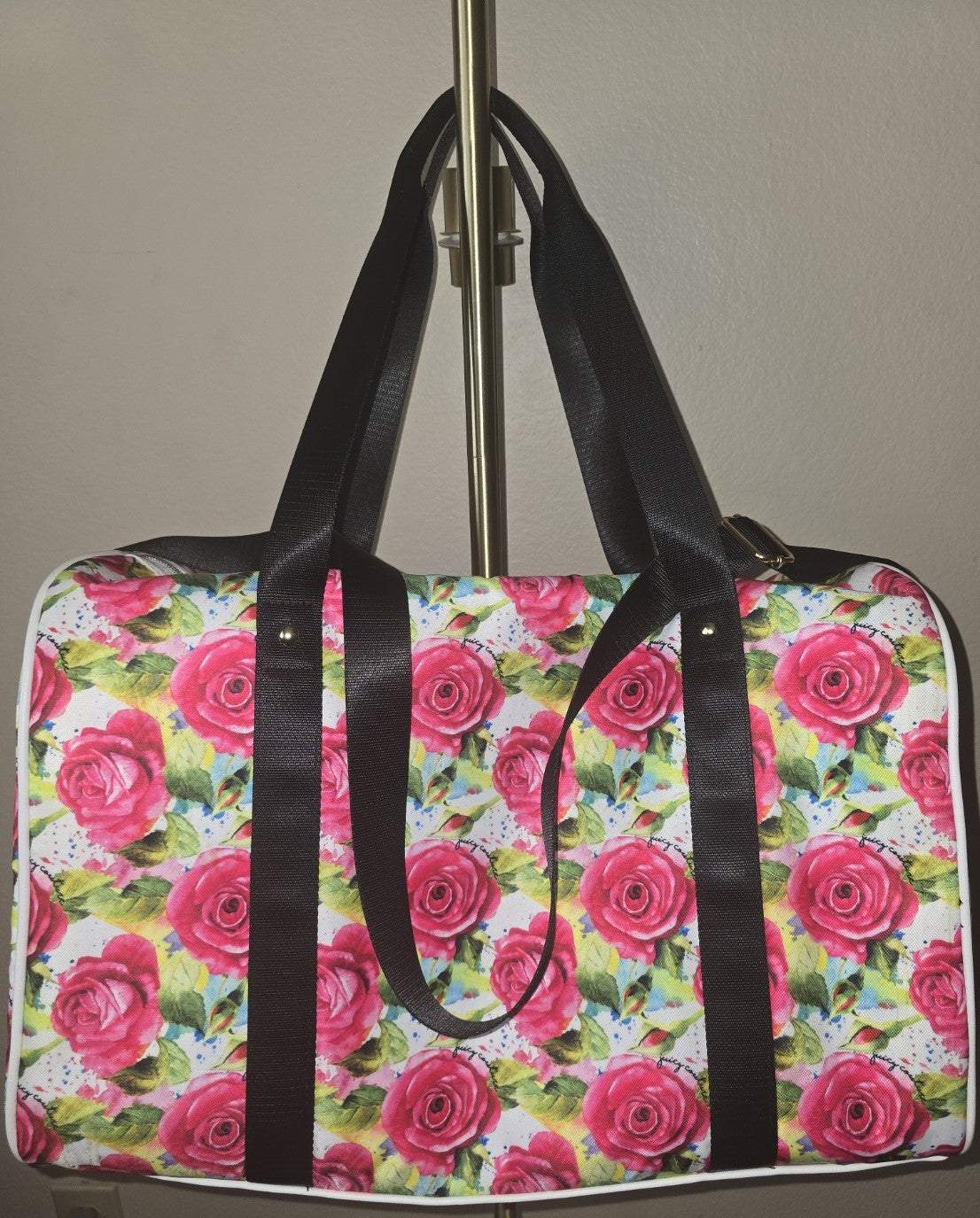 New with tag Juicy Couture duffel bag ""White romantic Multi Rose Weekender"" overnight bag