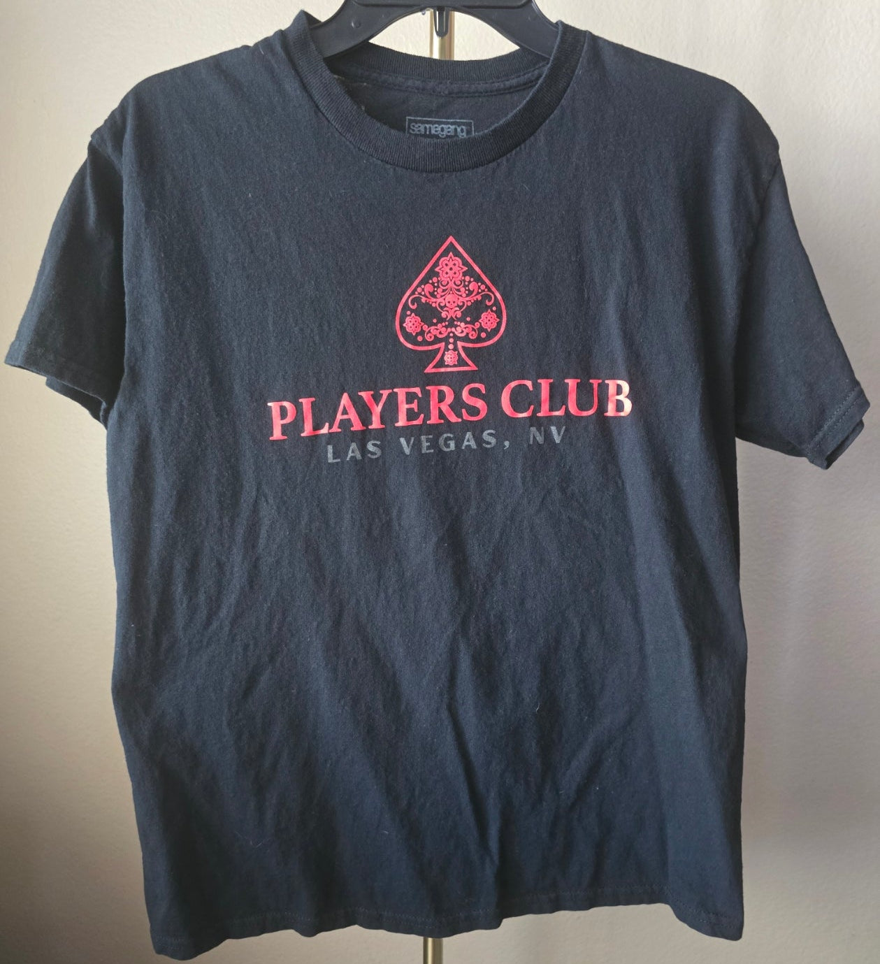 Pre-loved "Players Club Las Vegas" T-Shirt - Black Spade Graphic Tee Size M