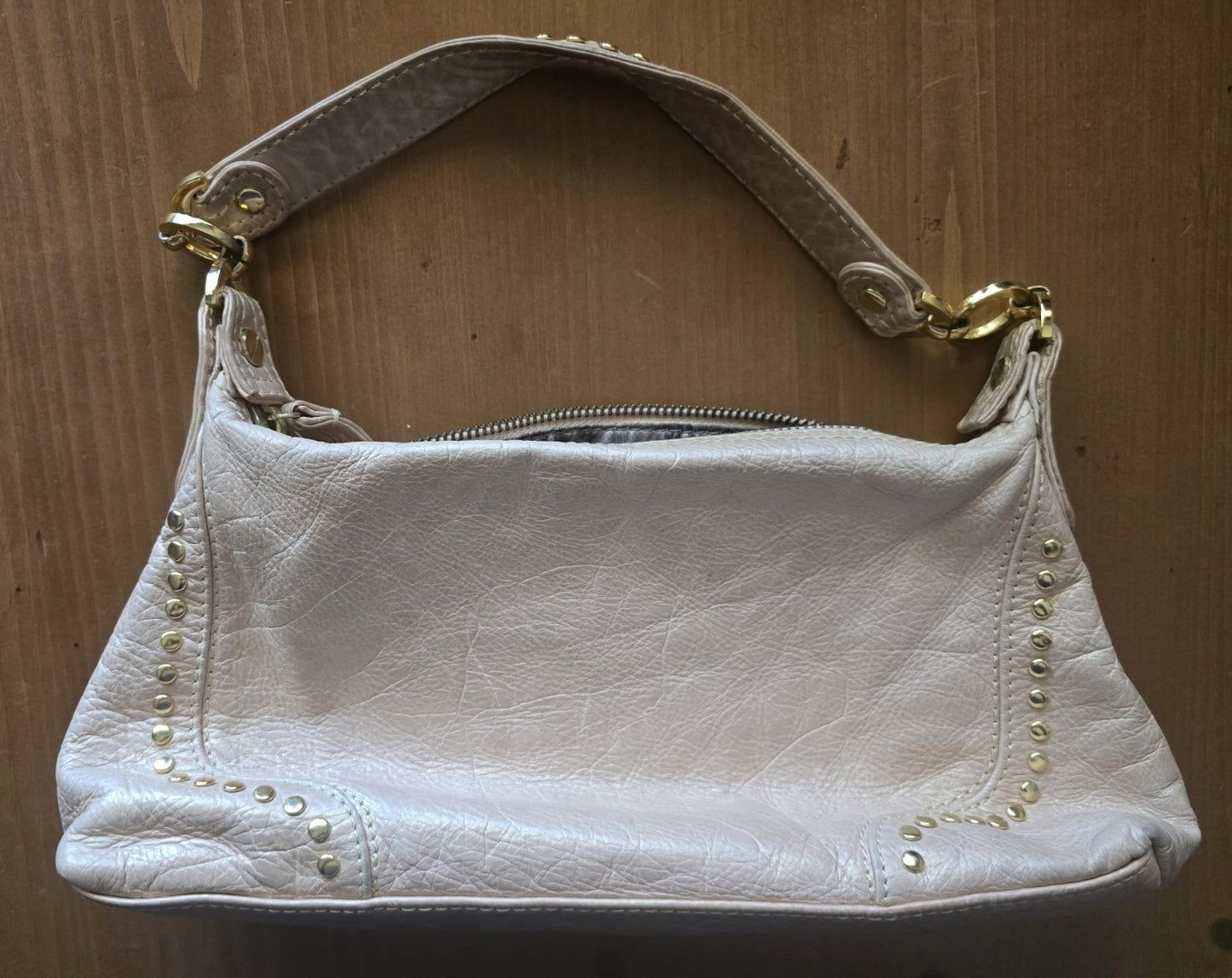 Pre-loved Blush Pink Shoulder Bag - Studded Hobo Style