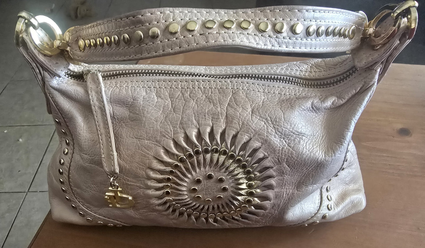 Pre-loved Blush Pink Shoulder Bag - Studded Hobo Style